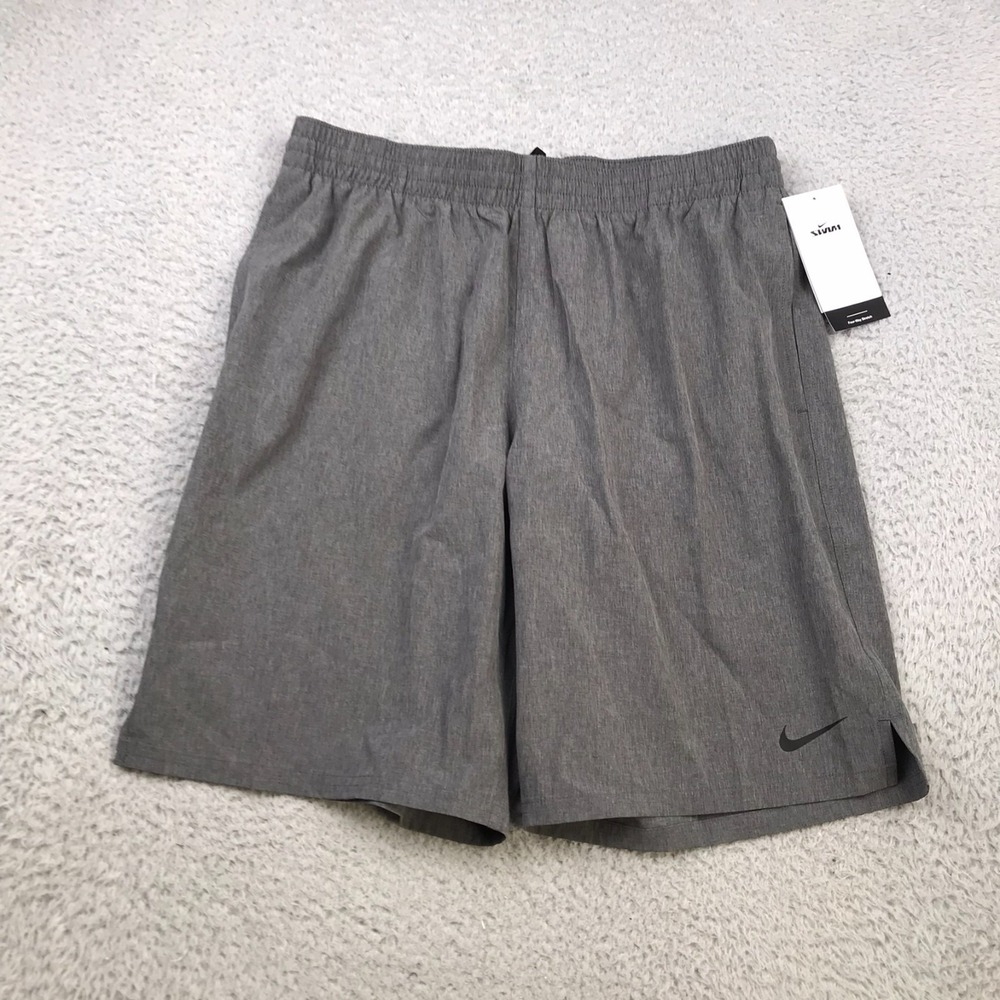 Nike 4-Way Stretch Volley Swim Shorts Mens L Gray 9" Lined Drawstring Trunks NEW